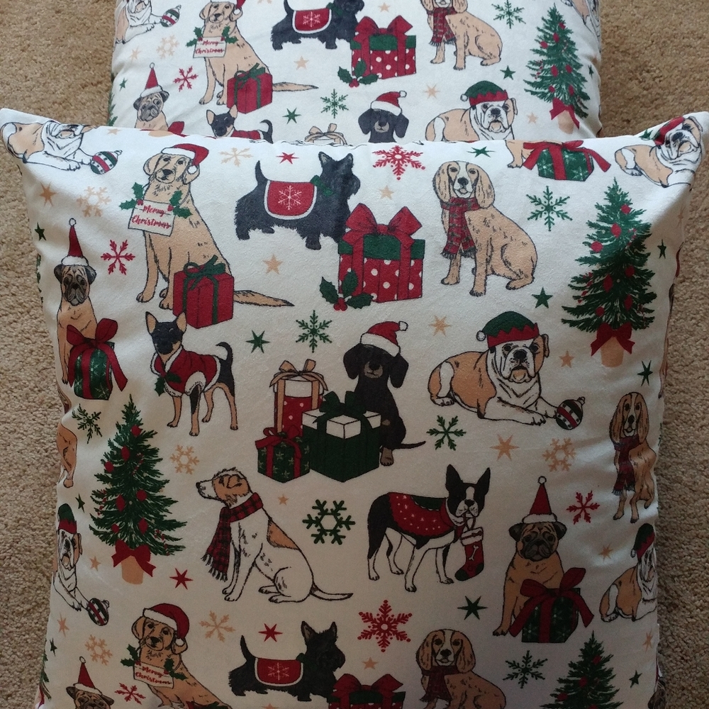 Holiday Puppy Pillows NWOT